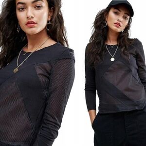 Adidas Originals Berlin Long Sleeve Mesh Black Top, size M